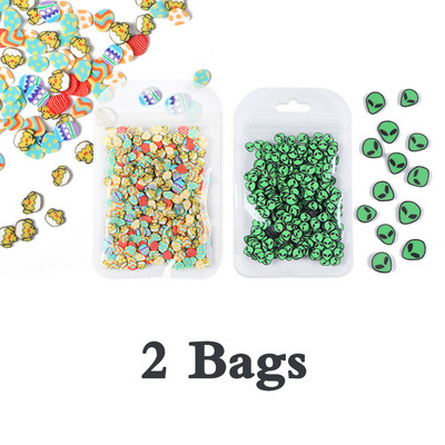 10G Green Alien Nail Art Naljepnice Klizači Uskrsni ukrasi Kriške Meka polimerska glina DIY 3D Nail Charm pribor za manikuru Savjeti