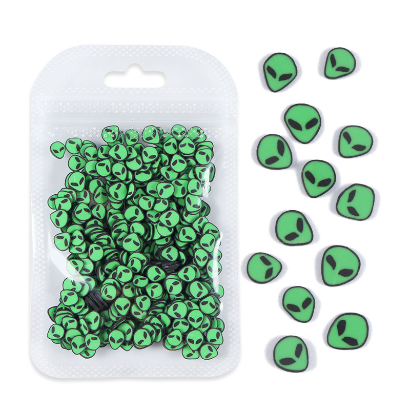 10G Green Alien Nail Art Naljepnice Klizači Uskrsni ukrasi Kriške Meka polimerska glina DIY 3D Nail Charm pribor za manikuru Savjeti