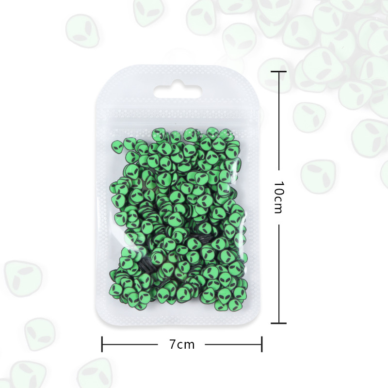 10G Green Alien Nail Art Naljepnice Klizači Uskrsni ukrasi Kriške Meka polimerska glina DIY 3D Nail Charm pribor za manikuru Savjeti