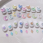 20tk 2023 New Butterflies Star Naill Rhinestones 3D Aurora Ice Läbipaistev Kuu Süda Press Küüntele Ise ise Kawaii küüneosad
