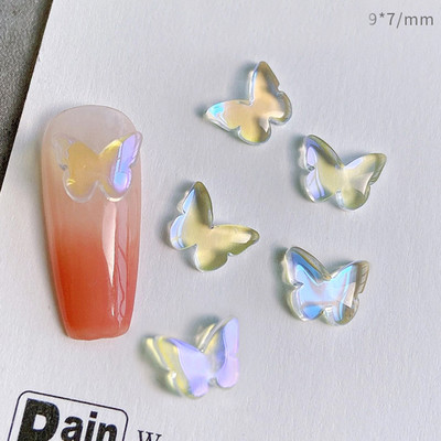 20tk 2023 New Butterflies Star Naill Rhinestones 3D Aurora Ice Läbipaistev Kuu Süda Press Küüntele Ise ise Kawaii küüneosad