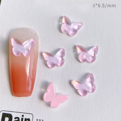 20tk 2023 New Butterflies Star Naill Rhinestones 3D Aurora Ice Läbipaistev Kuu Süda Press Küüntele Ise ise Kawaii küüneosad