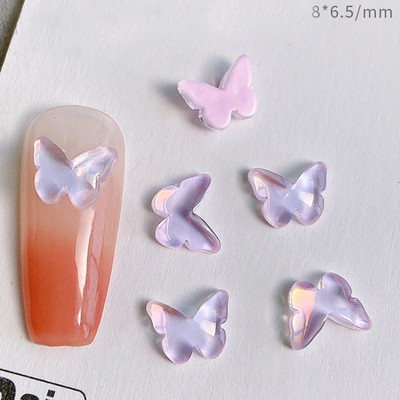 20tk 2023 New Butterflies Star Naill Rhinestones 3D Aurora Ice Läbipaistev Kuu Süda Press Küüntele Ise ise Kawaii küüneosad