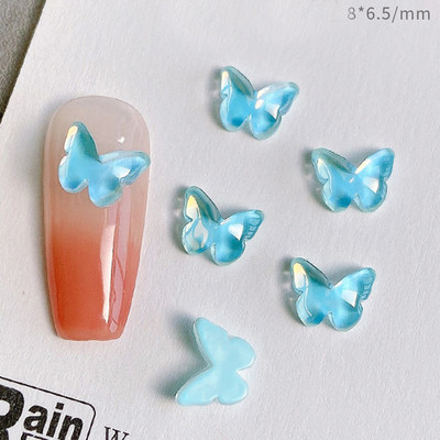 20tk 2023 New Butterflies Star Naill Rhinestones 3D Aurora Ice Läbipaistev Kuu Süda Press Küüntele Ise ise Kawaii küüneosad