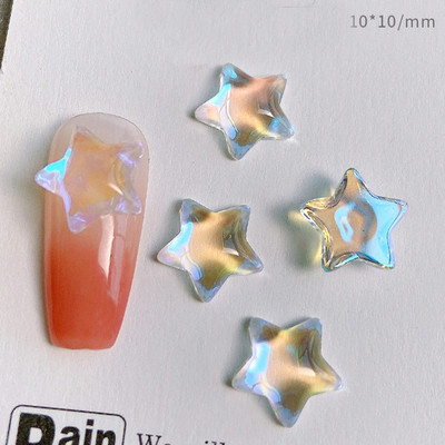 20tk 2023 New Butterflies Star Naill Rhinestones 3D Aurora Ice Läbipaistev Kuu Süda Press Küüntele Ise ise Kawaii küüneosad