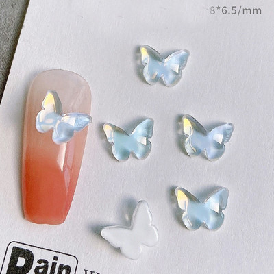 20tk 2023 New Butterflies Star Naill Rhinestones 3D Aurora Ice Läbipaistev Kuu Süda Press Küüntele Ise ise Kawaii küüneosad