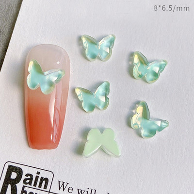 20tk 2023 New Butterflies Star Naill Rhinestones 3D Aurora Ice Läbipaistev Kuu Süda Press Küüntele Ise ise Kawaii küüneosad