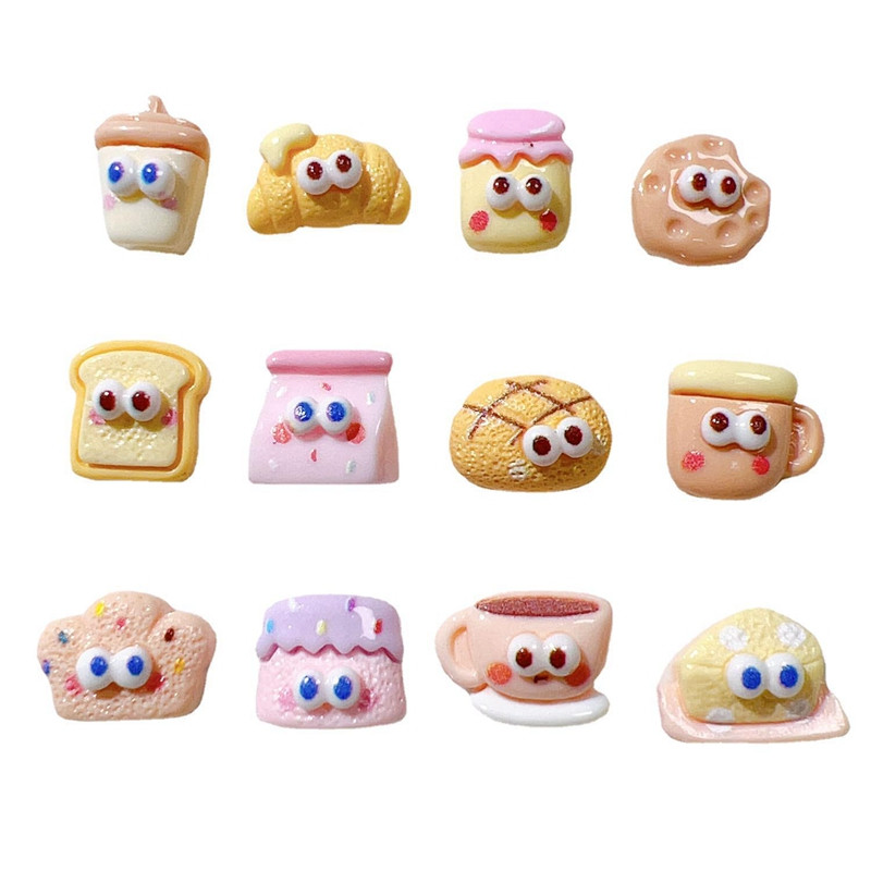 30 τμχ Cute Resin Mini 3D Cartoon μπουκάλι κέικ ψωμιού Nail Rhinestones Nail Art Κοσμήματα Μανικιούρ Διακοσμητικά νυχιών