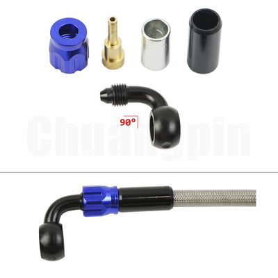 Brake Banjo Fitting Noņemiet alumīnija Moto hidraulisko pastiprinātu bremžu sajūga eļļas šļūteni AN3 motociklam ATV Dirt Bike Buggy