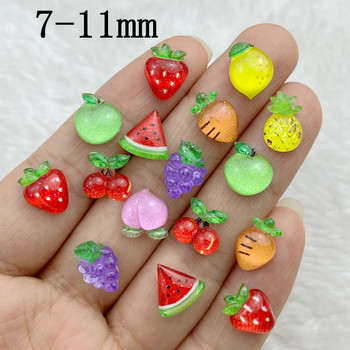 50 бр. 3D лъскави и сладки изкуствени плодове за ноктопластика от смола Смесен цвят цвете за ноктопластика с форма на цвете Консумативи за ноктопластика