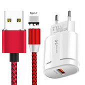 Samsung Galaxy S9 A30 A70 M30s Huawei P30 Pro P20 lite Honor view 10 20 Magnetinis įkroviklio laidas QC3.0 USB greito įkrovimo laidas