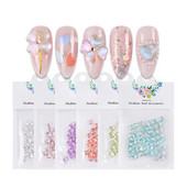 50 vnt. / Krepšelis Skaidrus 3D Love Nail Art Charm Želė dervos plokščiaapačiai blizgantys cirkonio akmenys, skirti pasidaryk pats Valentino dienos manikiūro dekoravimo dalims