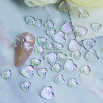 50 τμχ/τσάντα Clear 3D Love Nail Art Charm Jelly Resin Flat Bottom Glitter Rhinestones για DIY εξαρτήματα διακόσμησης μανικιούρ του Αγίου Βαλεντίνου