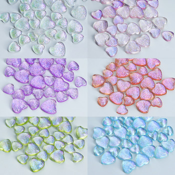 50 τμχ/τσάντα Clear 3D Love Nail Art Charm Jelly Resin Flat Bottom Glitter Rhinestones για DIY εξαρτήματα διακόσμησης μανικιούρ του Αγίου Βαλεντίνου