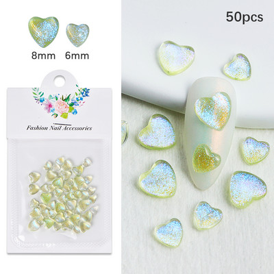 50 vnt. / Krepšelis Skaidrus 3D Love Nail Art Charm Želė dervos plokščiaapačiai blizgantys cirkonio akmenys, skirti pasidaryk pats Valentino dienos manikiūro dekoravimo dalims