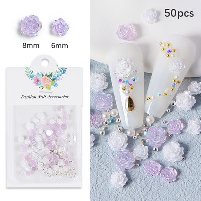 50 vnt. / Krepšelis Skaidrus 3D Love Nail Art Charm Želė dervos plokščiaapačiai blizgantys cirkonio akmenys, skirti pasidaryk pats Valentino dienos manikiūro dekoravimo dalims