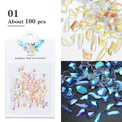 50 vnt. / Krepšelis Skaidrus 3D Love Nail Art Charm Želė dervos plokščiaapačiai blizgantys cirkonio akmenys, skirti pasidaryk pats Valentino dienos manikiūro dekoravimo dalims
