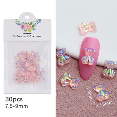 50 vnt. / Krepšelis Skaidrus 3D Love Nail Art Charm Želė dervos plokščiaapačiai blizgantys cirkonio akmenys, skirti pasidaryk pats Valentino dienos manikiūro dekoravimo dalims