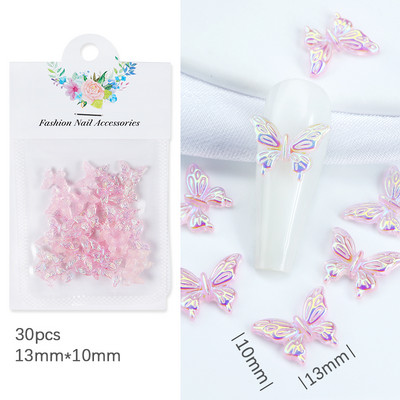 50 vnt. / Krepšelis Skaidrus 3D Love Nail Art Charm Želė dervos plokščiaapačiai blizgantys cirkonio akmenys, skirti pasidaryk pats Valentino dienos manikiūro dekoravimo dalims