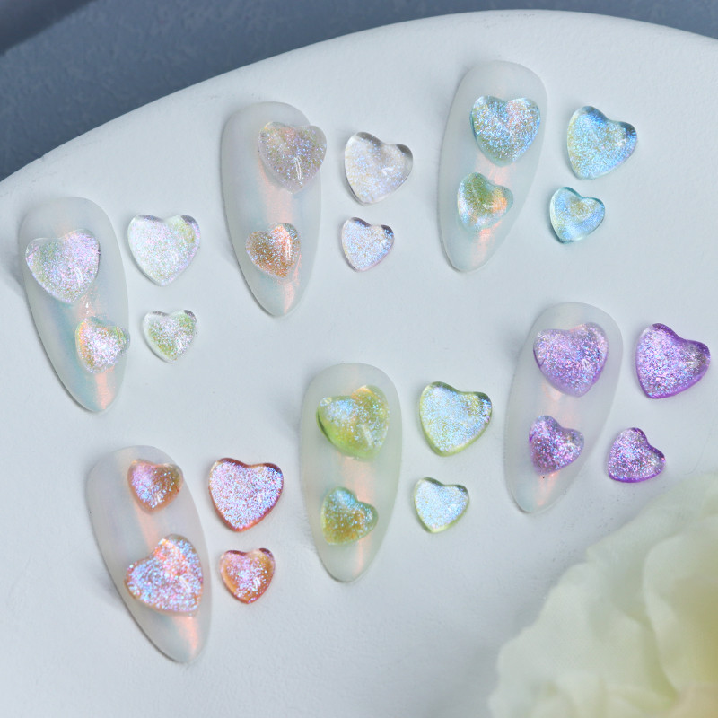 50 vnt. / Krepšelis Skaidrus 3D Love Nail Art Charm Želė dervos plokščiaapačiai blizgantys cirkonio akmenys, skirti pasidaryk pats Valentino dienos manikiūro dekoravimo dalims