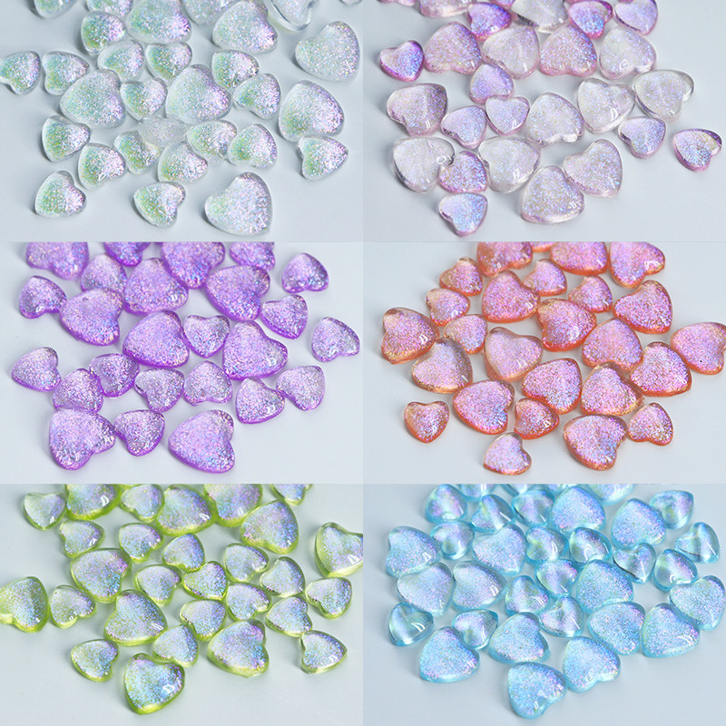 50 vnt. / Krepšelis Skaidrus 3D Love Nail Art Charm Želė dervos plokščiaapačiai blizgantys cirkonio akmenys, skirti pasidaryk pats Valentino dienos manikiūro dekoravimo dalims