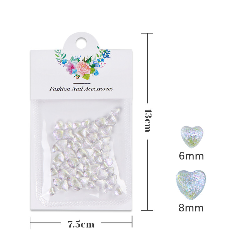 50 vnt. / Krepšelis Skaidrus 3D Love Nail Art Charm Želė dervos plokščiaapačiai blizgantys cirkonio akmenys, skirti pasidaryk pats Valentino dienos manikiūro dekoravimo dalims