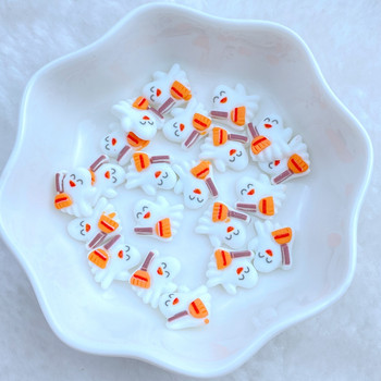 30 τμχ 3D Resin Nail Cute Halloween White Ghost Εξαρτήματα νυχιών Αξεσουάρ Kawaii DIY Διακόσμηση νυχιών