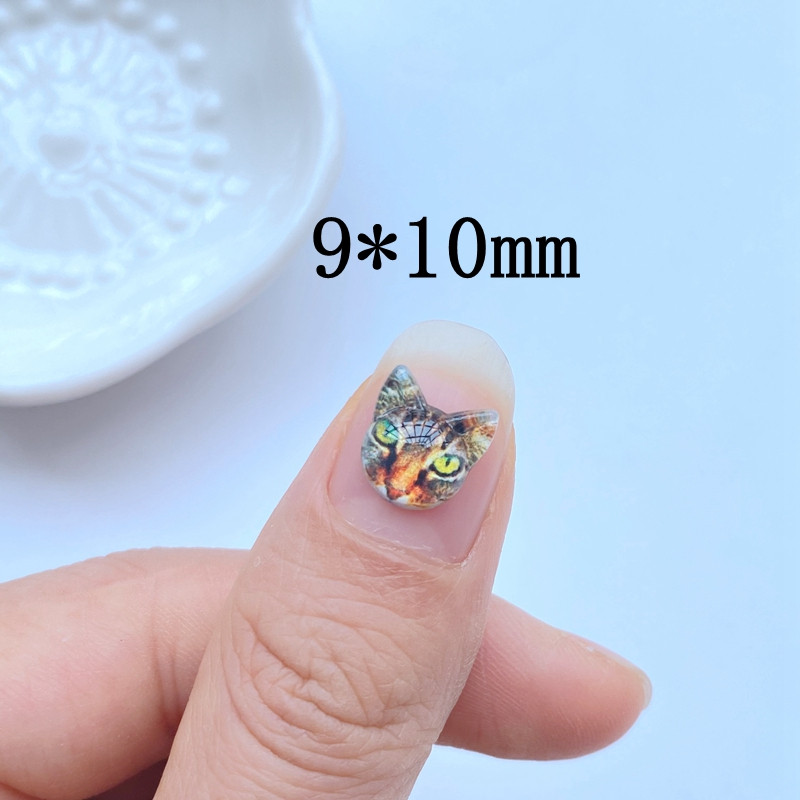 50 vnt. 3D dervos nagų mielas animacinis animacinis filmas gyvūno katės galvutės serijos nagų dalių priedai Kawaii „pasidaryk pats“ nagų dailės dekoravimas