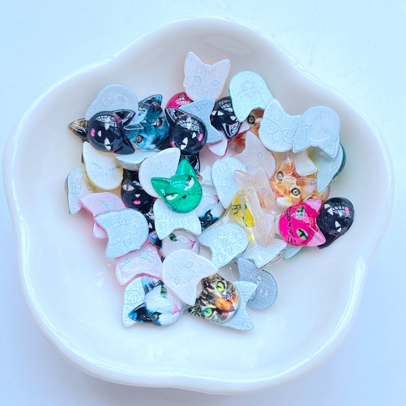 50 vnt. 3D dervos nagų mielas animacinis animacinis filmas gyvūno katės galvutės serijos nagų dalių priedai Kawaii „pasidaryk pats“ nagų dailės dekoravimas