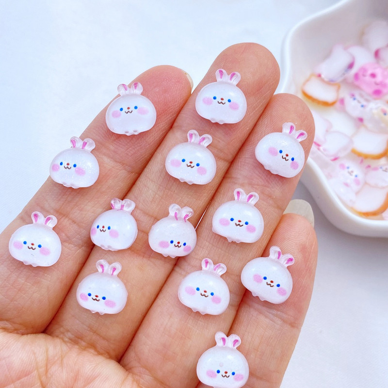 50 de bucăți 3D drăguț mini pisică de desene animate, iepure, serie tigru nail art rășină nail art bijuterii în formă de floare consumabile pentru arta unghiilor