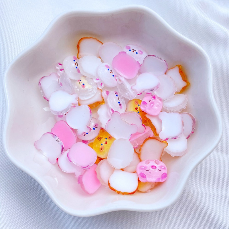 50 de bucăți 3D drăguț mini pisică de desene animate, iepure, serie tigru nail art rășină nail art bijuterii în formă de floare consumabile pentru arta unghiilor