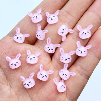 50 τμχ 3D Shiny Cute Mini Cartoon Rabbit Nail Art Ρητίνη Nail Art Στολίδι σε σχήμα λουλουδιών Nail Art Supplies