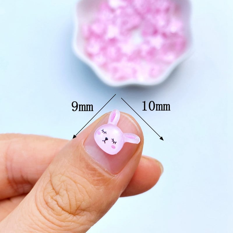 50 vnt 3D blizgus mielas mini animacinis triušis Nail Art dervos nagų dailės ornamentas gėlių formos nagų dailės reikmenys