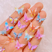 40vnt Mieli dervos mini 3D blizgūs spalvingi drugeliai nagų krištoliniai brangakmeniai Blizgučiai nagų dailė Papuošalai Manikiūras Nagų dailės dekoracijos