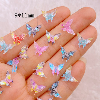 40 бр. Сладка смола Mini 3D блестящи цветни пеперуди за нокти, кристали, скъпоценни камъни, блясък, бижута за нокти, маникюр, декорации за нокти