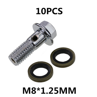 10 vienetų motociklo stabdžių apkaba Banjo varžtai Sraigtai Vinys M10x1,25mm/1mm Pagrindiniam stabdžių žarnos cilindrui Honda Yamaha
