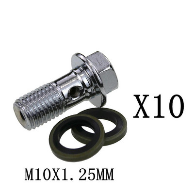 10 vienetų motociklo stabdžių apkaba Banjo varžtai Sraigtai Vinys M10x1,25mm/1mm Pagrindiniam stabdžių žarnos cilindrui Honda Yamaha