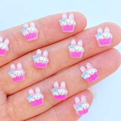 50 τμχ Cute Mini New Cute Rabbit Ice Cream Rhinestones Gems Glitter Nail Art Κοσμήματα Μανικιούρ Διακοσμήσεις νυχιών
