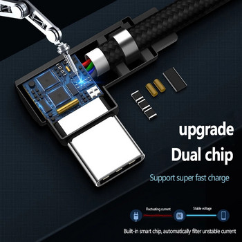 1m 2m 3m 90 ъгъл USB C Type C Кабел за зарядно устройство За Samsung Huawei Xiaomi USB-C USBC Type-C Дълъг кабел за данни за бързо зареждане
