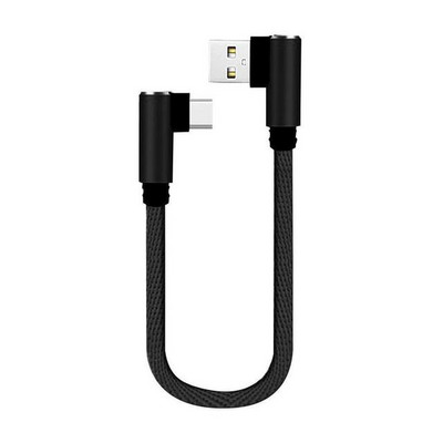 USB į C trumpas įkrovimo kabelis alkūnė 25 cm 90 laipsnių USB C mikro USB laidas 2A greitas įkrovimas