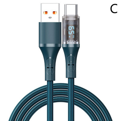 USB C-tüüpi C-tüüpi USB-kaabel 66 W LED-digiekraaniga telefoni laadimiskaabel Samsung Huawei USB-tüüpi C-andmesidekaabli juhe U0E3