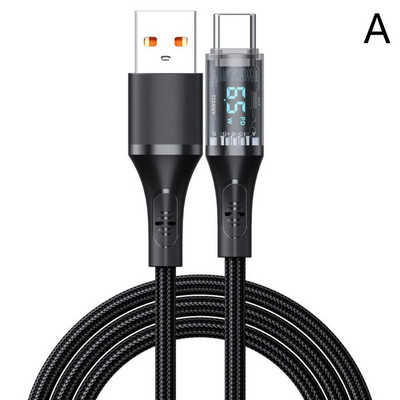 USB C-tüüpi C-tüüpi USB-kaabel 66 W LED-digiekraaniga telefoni laadimiskaabel Samsung Huawei USB-tüüpi C-andmesidekaabli juhe U0E3
