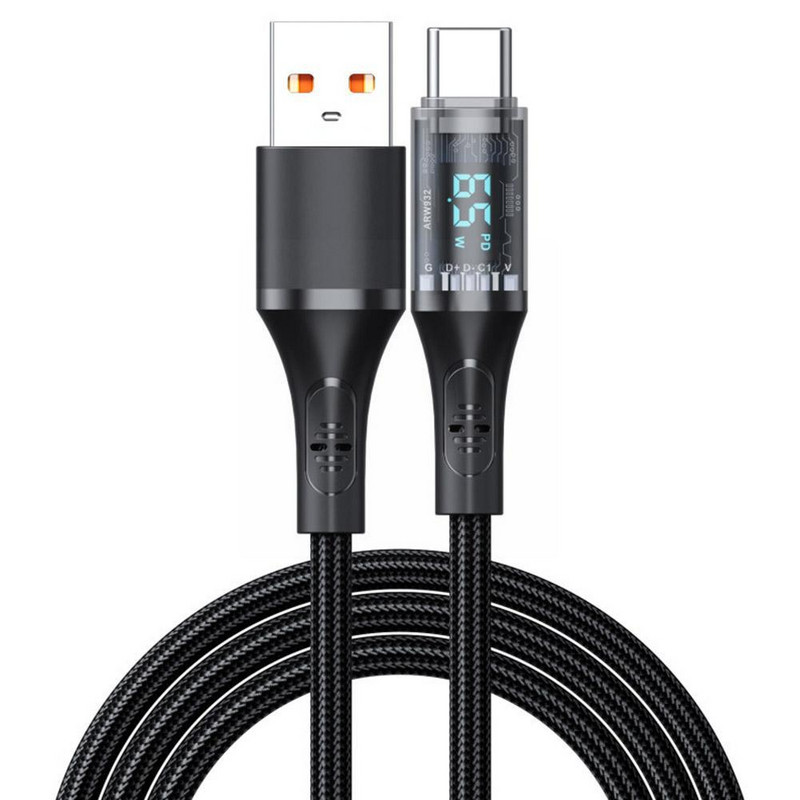 USB C į USB Type C laidas 66W LED skaitmeninis ekranas telefono įkrovimo laidas, skirtas Samsung Huawei USB C tipo duomenų kabelio laidas U0E3