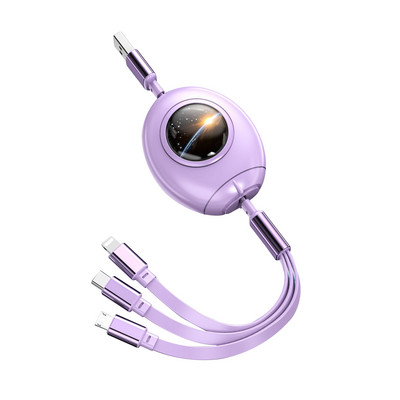 3in1 USB laidas, skirtas iPhone 14 13 12 Pro Max Micro USB Type C kabelis 3 in 1 5A ištraukiamas USB C įkrovimo laidas, skirtas Samsung S20 S9