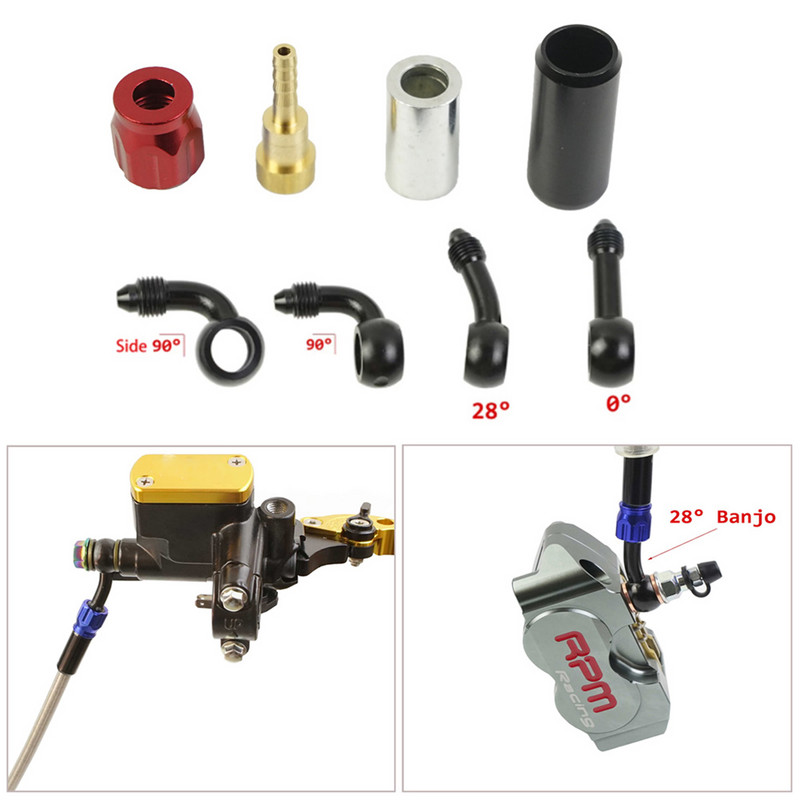 AN3 stabdžių alyvos žarnos „Banjo“ jungtis Nuimkite aliuminio motociklo hidraulinę sustiprintą stabdžių sankabos alyvos žarnos linija motociklo ATV „Dirt Bi“