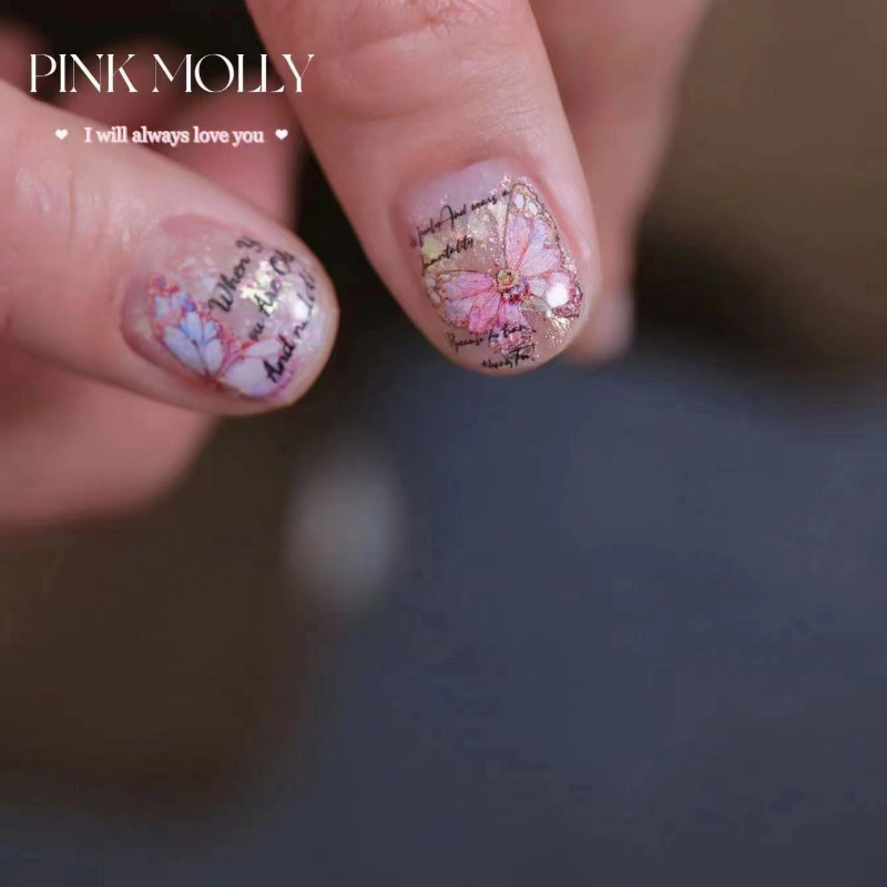 Αυτοκόλλητα αυτοκόλλητα νυχιών 1 φύλλου ποιότητας 5D αυτοκόλλητα νυχιών ροζ μπλε ανάγλυφο με εικόνα πεταλούδας Αυτοκόλλητα αυτοκόλλητα αυτοκόλλητα αυτοκόλλητα για συμβουλές μανικιούρ