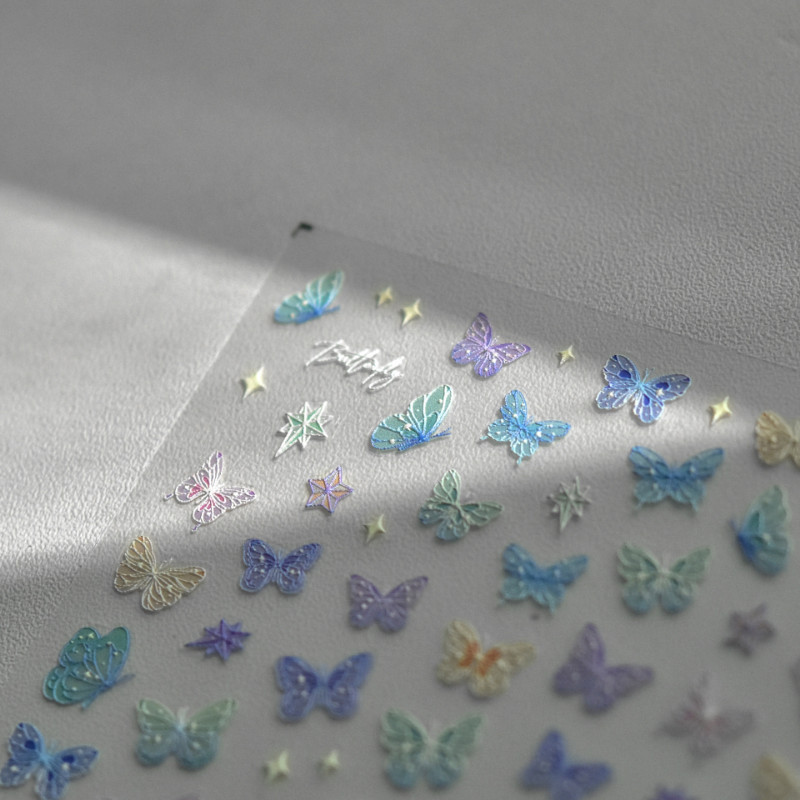 Αυτοκόλλητα νυχιών 1 φύλλου 5D αυτοκόλλητα νυχιών με σχέδιο πεταλούδα Αυτοκόλλητα προμήθειες νυχιών Πολύχρωμα αυτοκόλλητα νυχιών για συμβουλές μανικιούρ