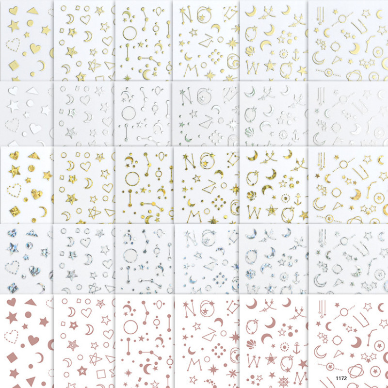 Autocolant holografic argintiu/aur/aur roz pentru unghii Autocolant adeziv 3D pentru unghii acrilice Vârf de manichiură Decorarea unghiilor pentru femei