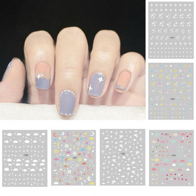 1Sheet Nail Sticker Removable Easy to Stick DIY Manicure Decal Self-adhesive Cloud Star Pattern Nail Art Decal Salon Accessories
