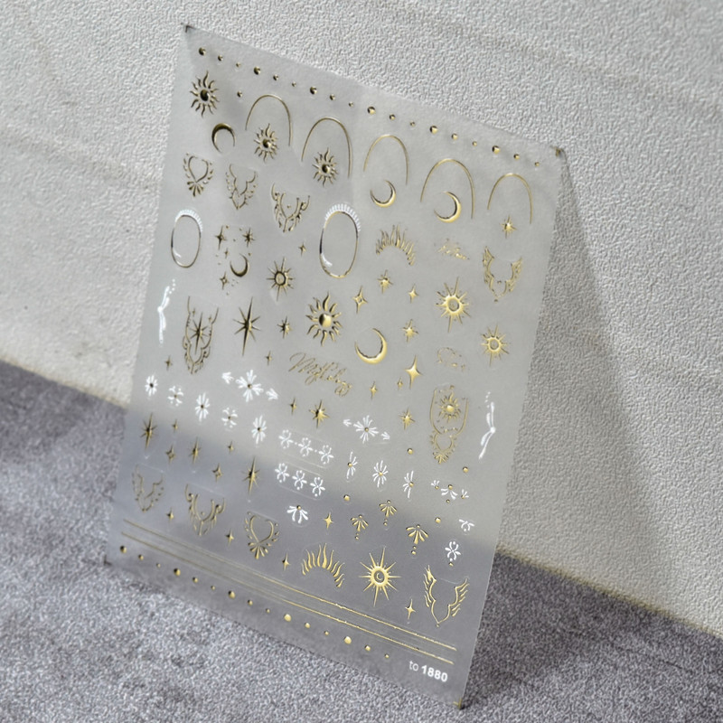 Bronzane naljepnice u obliku srca za nokte Zlatni tračak Laser Sunce Zvijezda Mjesec Ljepljivi klizači DIY Nail Art dodaci Dekoracije